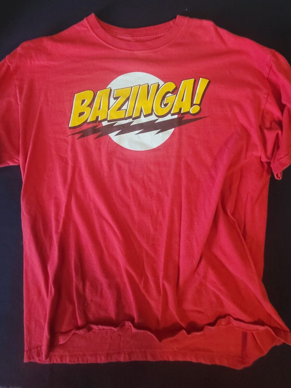 Red 'BAZINGA!' Graphic Tee Size Large